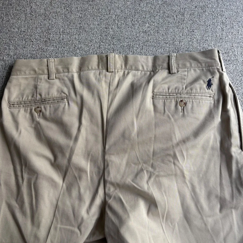 Polo Ralph Lauren Pants Mens 36x30 Ethan Pant Khaki Tan Pleated Cotton Chino